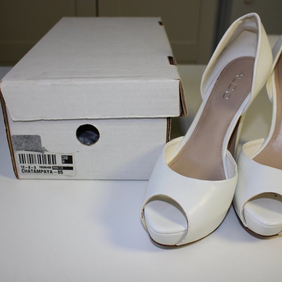 Aldo White Peep Toe D'orsay Platform Heel - Picture 9 of 9